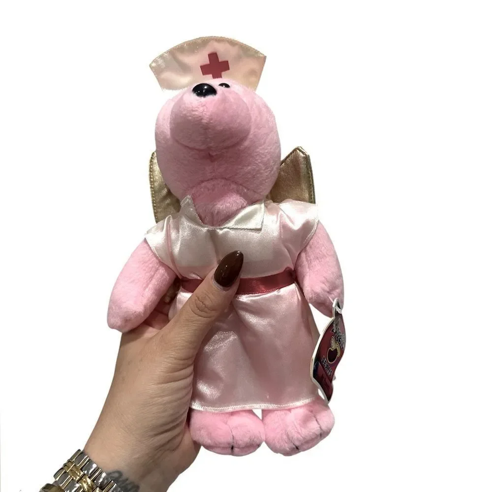 Pink Nurse Bear Plush with Gold Wings NWT